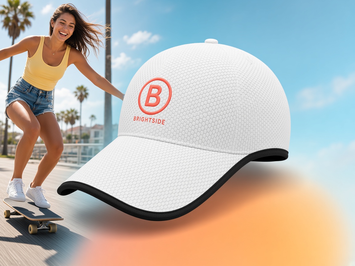 Brightside logo on White Outmora mesh cap