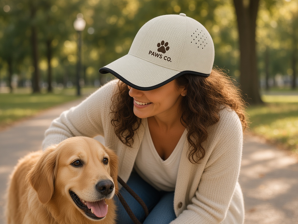 Paws Co logo on Beige Outmora mesh cap